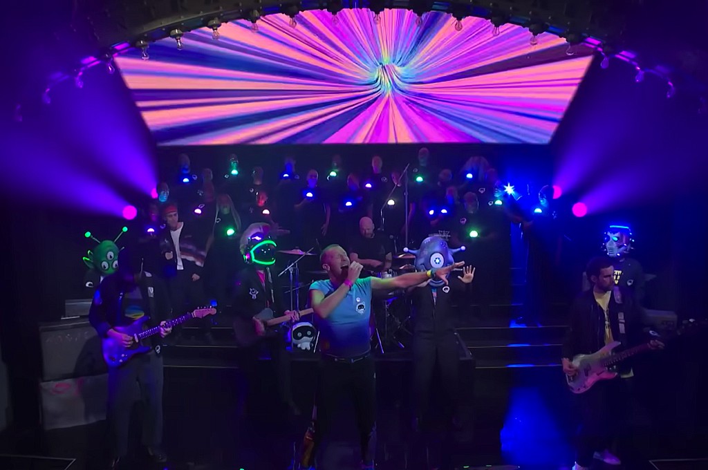 Drummer Will Champion of Coldplay performs on NBC's Today at Dean 